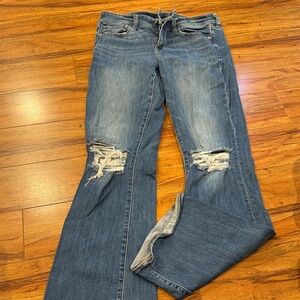 American Eagle Outfitters Blue Ripped Flare Jeans